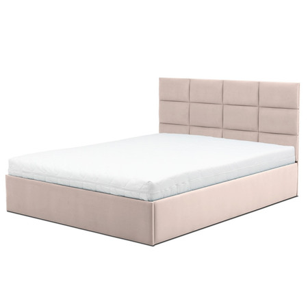 Čalouněná postel TORES s matrací rozměr 160x200 cm Bílá eko-kůže Taštičková matrace