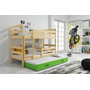 Detská poschodová posteľ s výsuvnou posteľou ERYK 200x90 cm Zelená Borovica