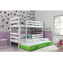 Detská poschodová posteľ s výsuvnou posteľou ERYK 190x80 cm Zelená Biela