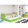 Detská posteľ s výsuvnou posteľou RICO 200x90 cm Zelená Borovica