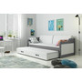Detská posteľ alebo gauč s výsuvnou posteľou DAVID 190x80 cm Sivá Biela