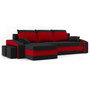 Rozkladacia rohová sedacia súprava s taburetkami Hewlet Čierna/červená Ľavá - galéria #4