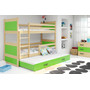 Detská poschodová posteľ s výsuvnou posteľou RICO 160x80 cm Zelená Sivá - galéria #1