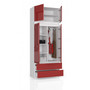 Šatníková skriňa s nadstavbou S90 2 dvierka 2 zásuvky biela/červená lesk - galéria #1