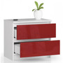 Nočný stolík K60 - biela/červená lesk - galéria #1