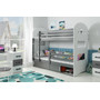 Detská poschodová posteľ DOMINIK s úložným priestorom 80x160 cm - grafit Biela - galéria #3