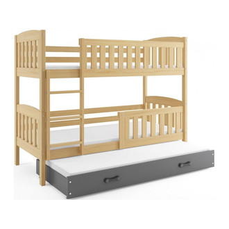 Detská poschodová posteľ KUBUS s výsuvnou posteľou 80x190 cm - borovica