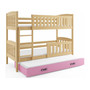 Detská poschodová posteľ KUBUS s výsuvnou posteľou 90x200 cm - borovica Biela - galéria #2