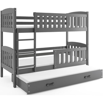 Detská poschodová posteľ KUBUS s výsuvnou posteľou 90x200 cm - grafit