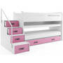 Detská poschodová posteľ s výsuvnou posteľou MAX I 80x200 cm - biela Ružová - galéria #1