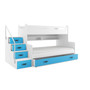 Detská poschodová posteľ MAX III s úložným priestorom 80x200 cm - biela Modrá - galéria #3