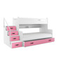 Detská poschodová posteľ MAX III s úložným priestorom 80x200 cm - biela Ružová - galéria #2