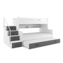 Detská poschodová posteľ MAX III s výsuvnou posteľou 80x200 cm - biela Sivá - galéria #4