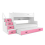 Detská poschodová posteľ MAX III s výsuvnou posteľou 80x200 cm - biela Ružová - galéria #2