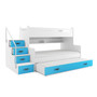 Detská poschodová posteľ MAX III s výsuvnou posteľou 80x200 cm - biela Modrá